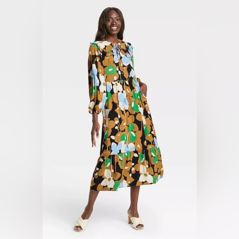 Who What Wear Floral Maxi Dress in Black, Tan, Green, Blue, White